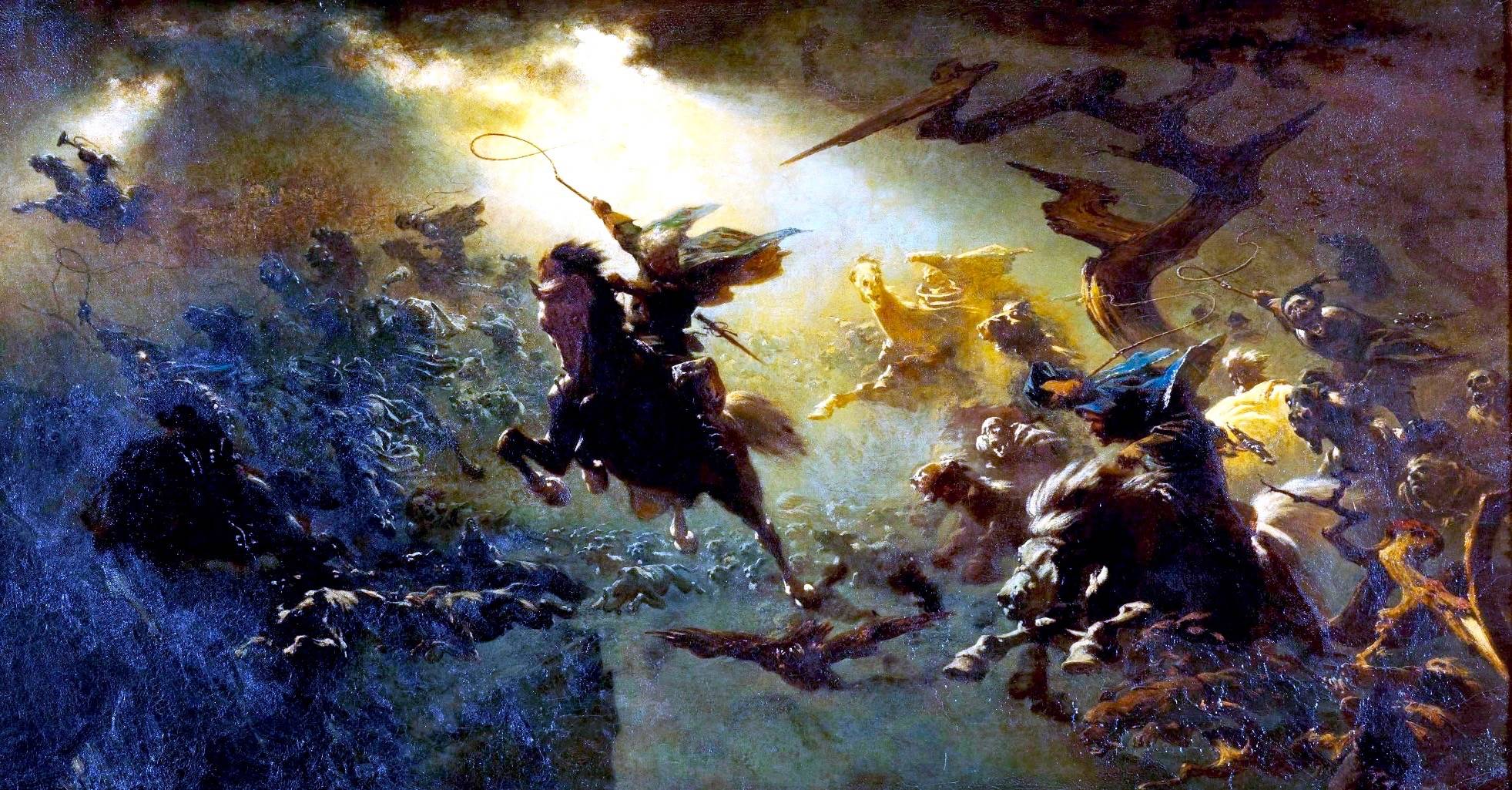Takhle prastarý mytologický výjev zpodobnil malíř Johann Wilhelm Cordes, rok 1856.