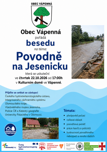 BESEDA S OBČANY Vápenné: Povodně na Jesenicku