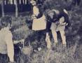 Děti hledající v zahradě velikonoční vajíčka, 30. léta (reprofoto).